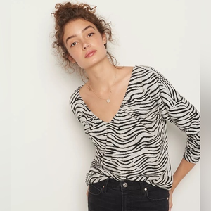 Anthropologie‎ Taylor Zebra Striped Pullover Long Sleeve Small